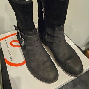 Blondo Tula Waterproof Black Multi Leather Suede Moto Biker Boot SZ 8 M US